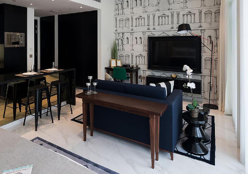 الشقق الفندقية دبيفي  ميلينيوم أتريا بيزنس باي المظهر الخارجي الصورة A living room in a condominium